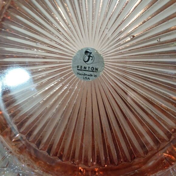 Vintage Fenton Pink Iridescent Daisy & Button Glass Covered Dish 10" × 9"in - Picture 15 of 16